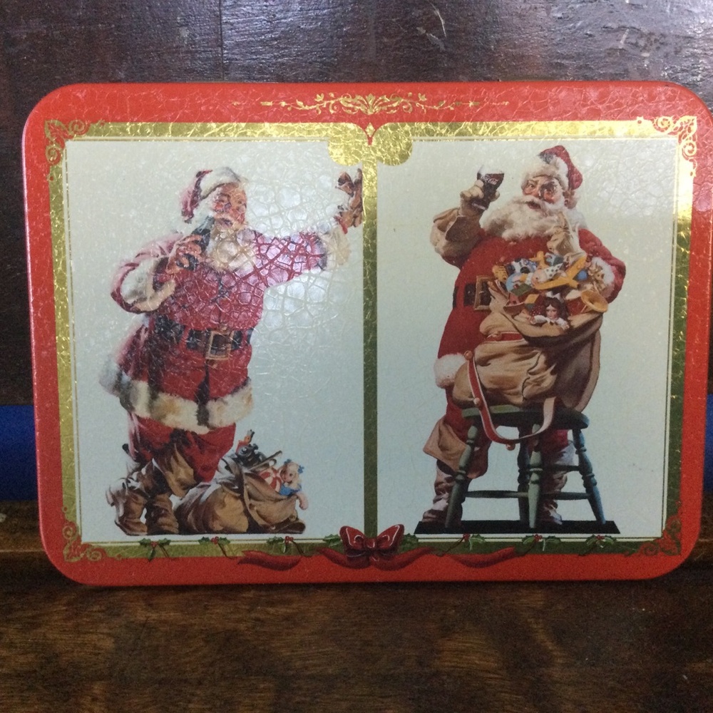 Vintage Santa Claus Coca Cola Playing Card Set 1995 Complete In Tin Christmas